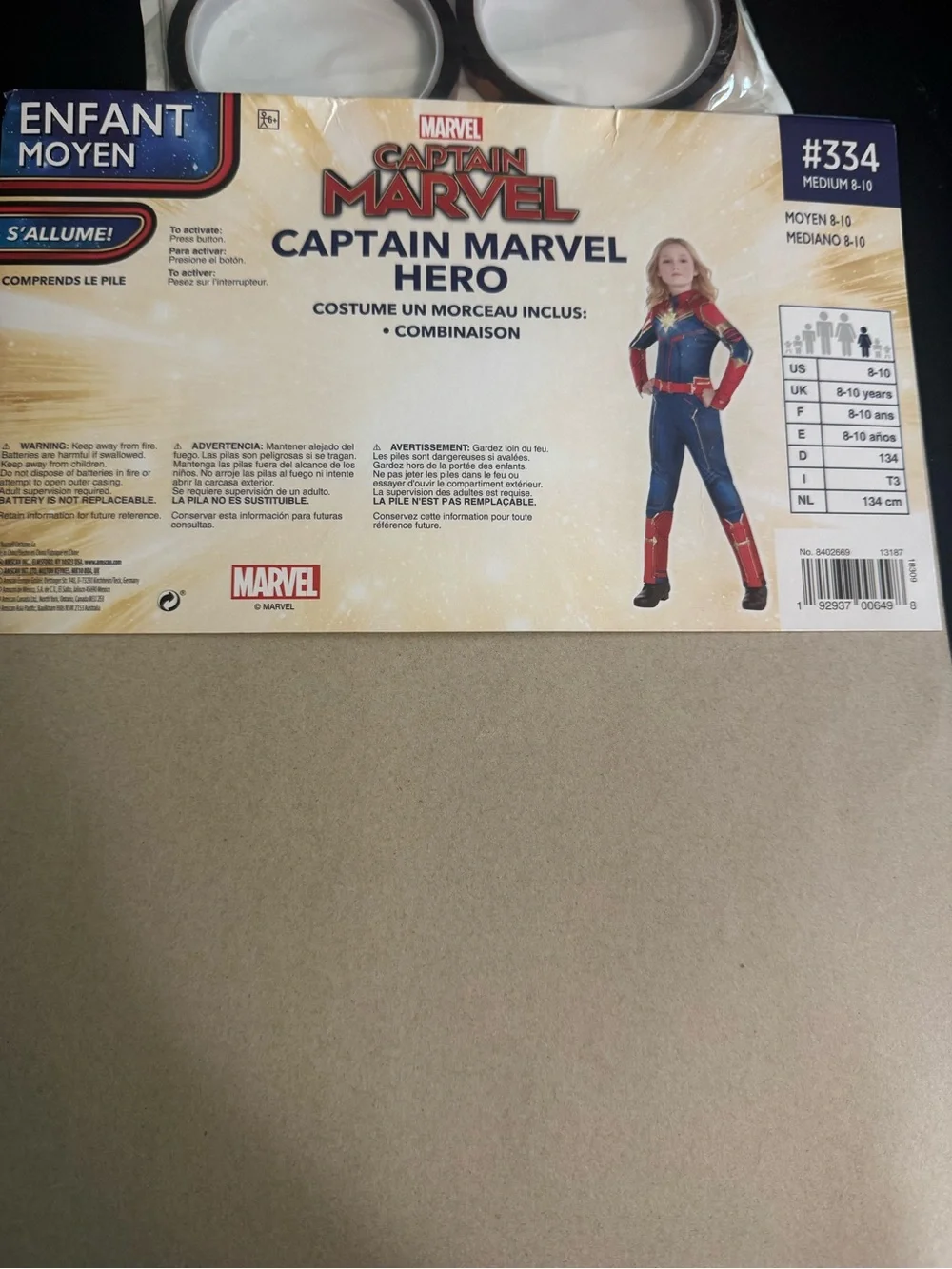 Marvel Captain Marvel Kids Hero Jumpsuit in Red & Blue girls medium Halloween